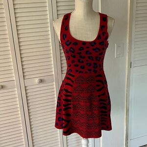 Jealous Tomato Red Knit Dress Fit & Flare graphic design size S